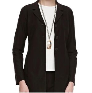 Eileen Fisher Stretchy Long Line Jacket Plus Size 2X Black Tapered Three Buttons